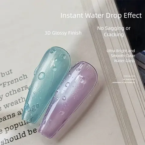 MN 2026 New Versatile High-Transparent Clear Water Drop Top Coat Gel Nail Polish Clear Water Drop Design Nail Art Functional Gel
