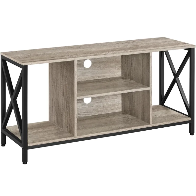 

47inch Industrial Wooden TV Stand with Storage for Living Room, Gray