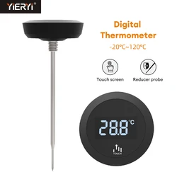 -20-120°C Digital Touch Screen Milk Tea Coffee Thermometer Stainless Steel Sensor Waterproof Temperature Tester for Food Kitchen