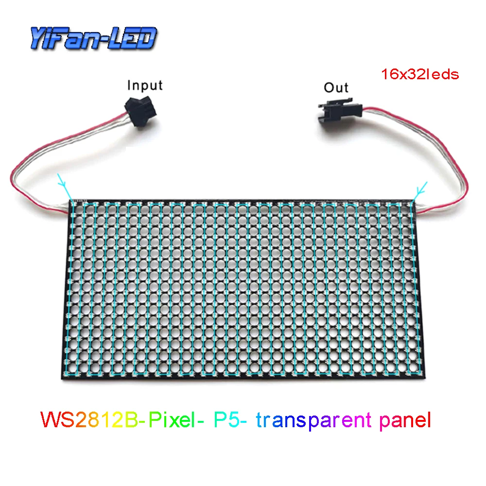 WS2812B individually addressable digital panel light P5 pitch RGB LED 16X32 pixel module matrix screen DC5V