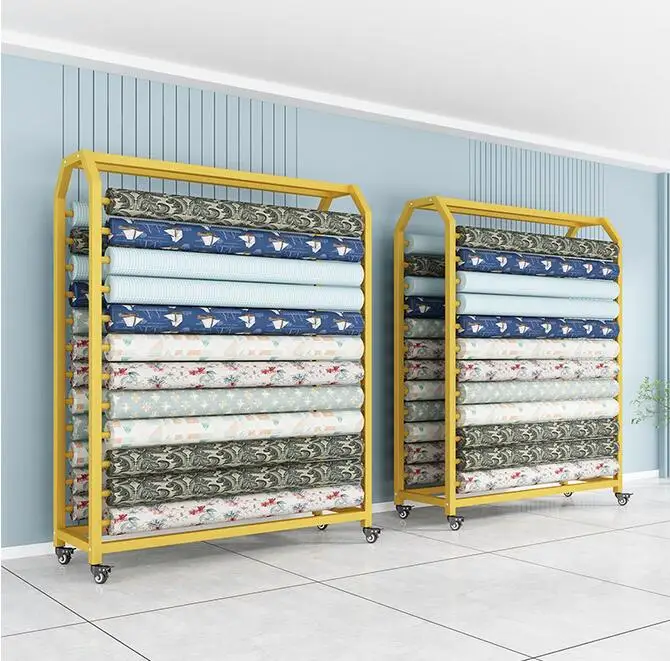 Textile fabric display rack, fabric roll display rack, tablecloth, fabric moving rack