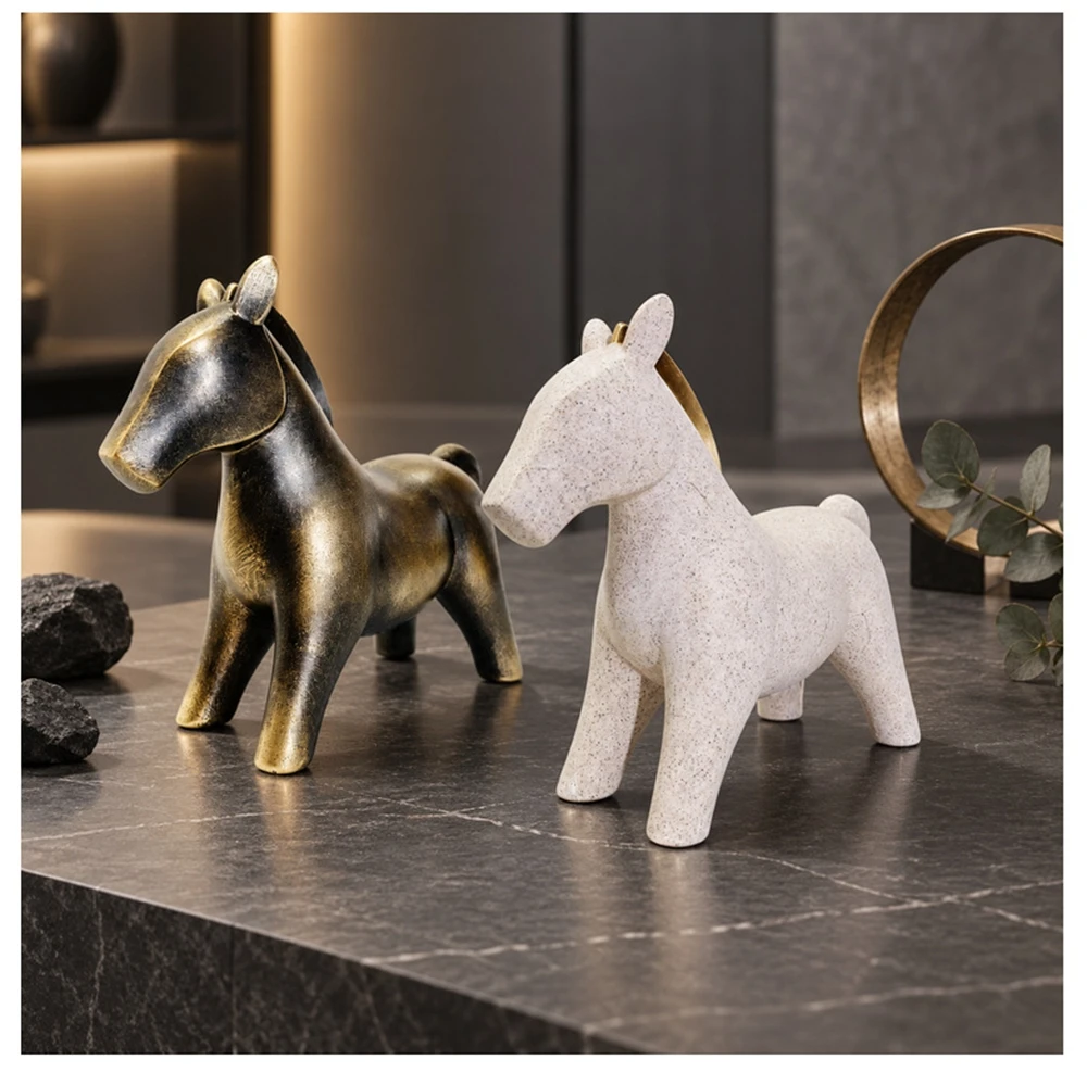 China Tang Horse Art Desktop Decors Figurines Home Cabinet Office Wealth Prophecy Horse Resin Statue Pony Animal Sculpture Gift