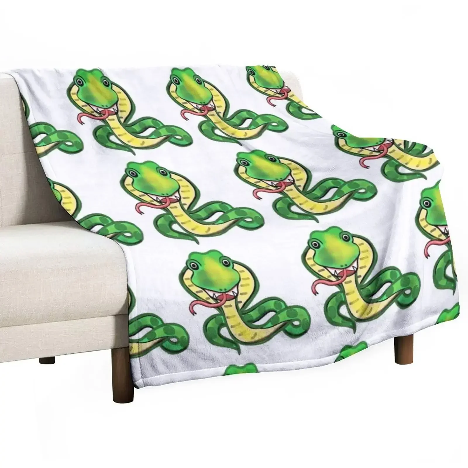 Snake funny reptile cartoon art Throw Blanket Soft Beds Plaid Bed linens Decorative Throw Bed wednesday Blankets