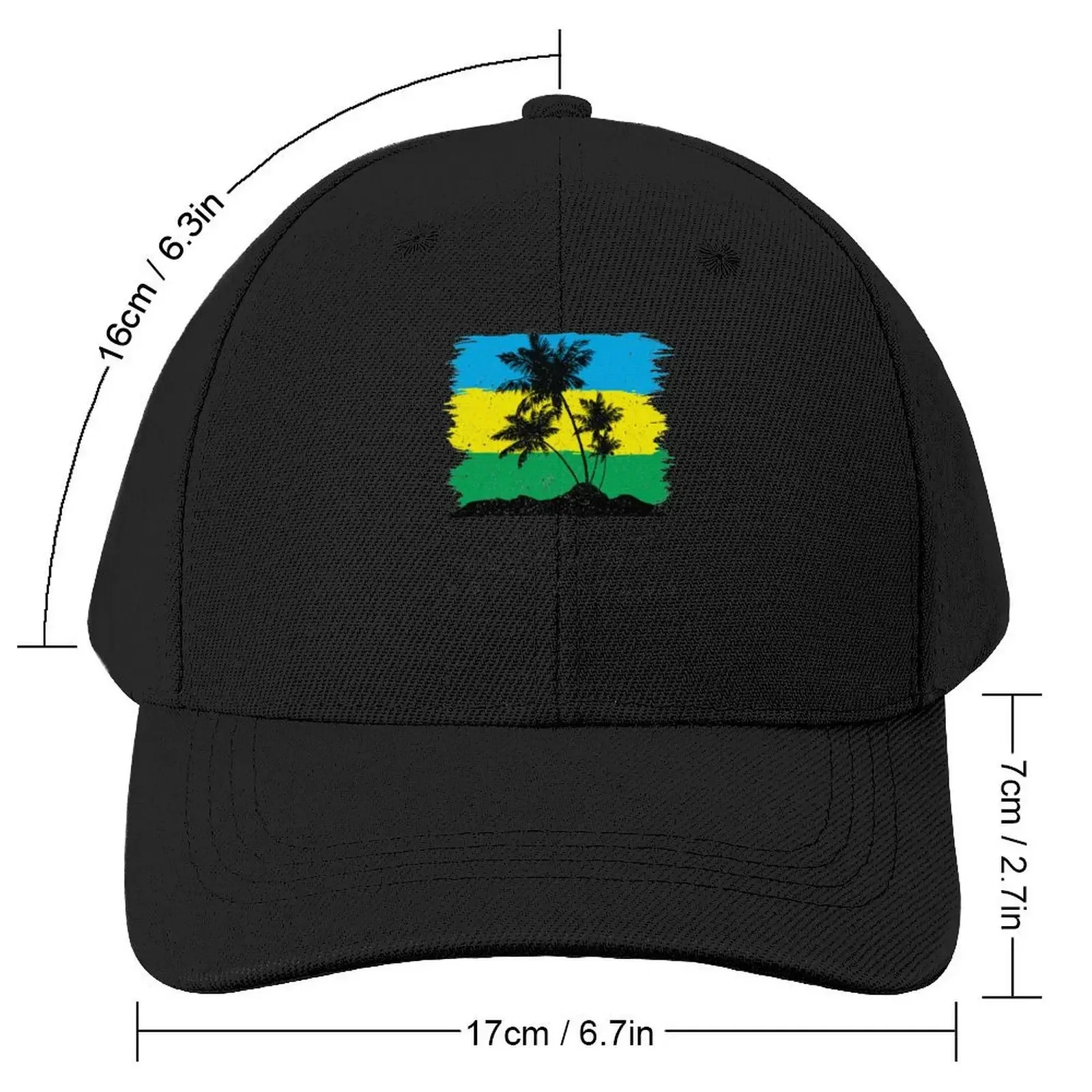 St Vincent and the Grenadines National Colours in Background of Palm silhouette Baseball Cap Rave fashionable Men Hats Women's