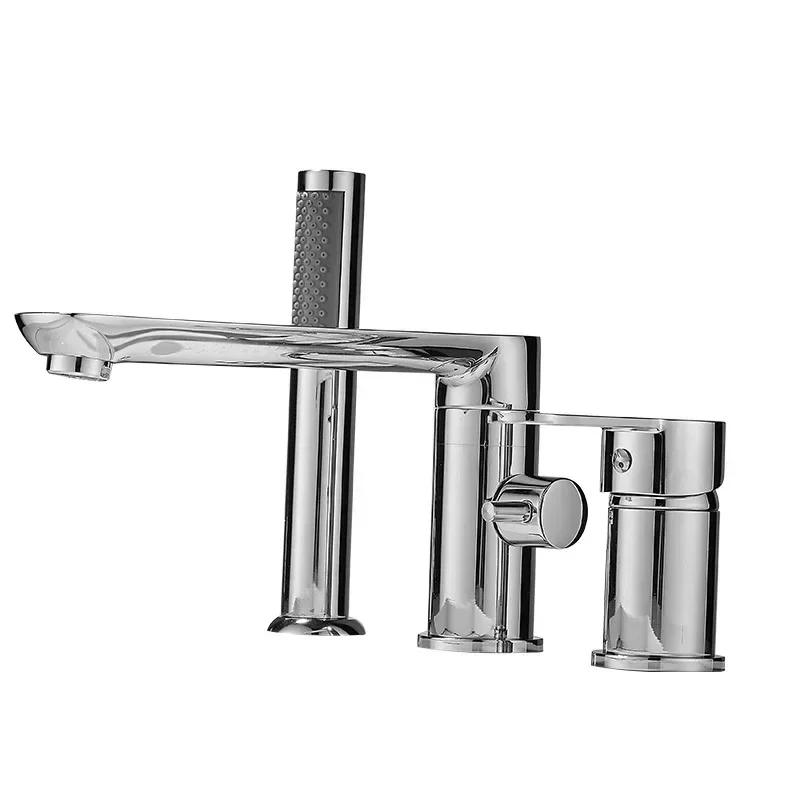 3-Hole Bathtub Faucet in Gold/Black/Chrome Widespread Basin Mixer with Hand Shower Head Hot & Cold Control Bathroom Faucet