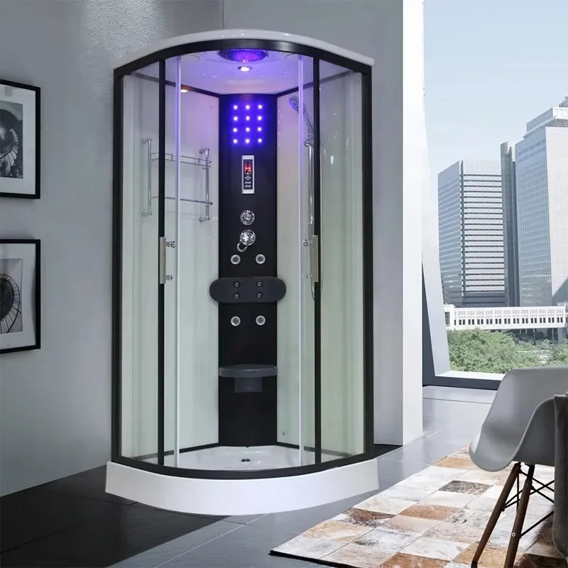

New Functional Glass Fold Door Sliding Door Bathroom Shower Cabin Square Integrate Shower Rooms With Base