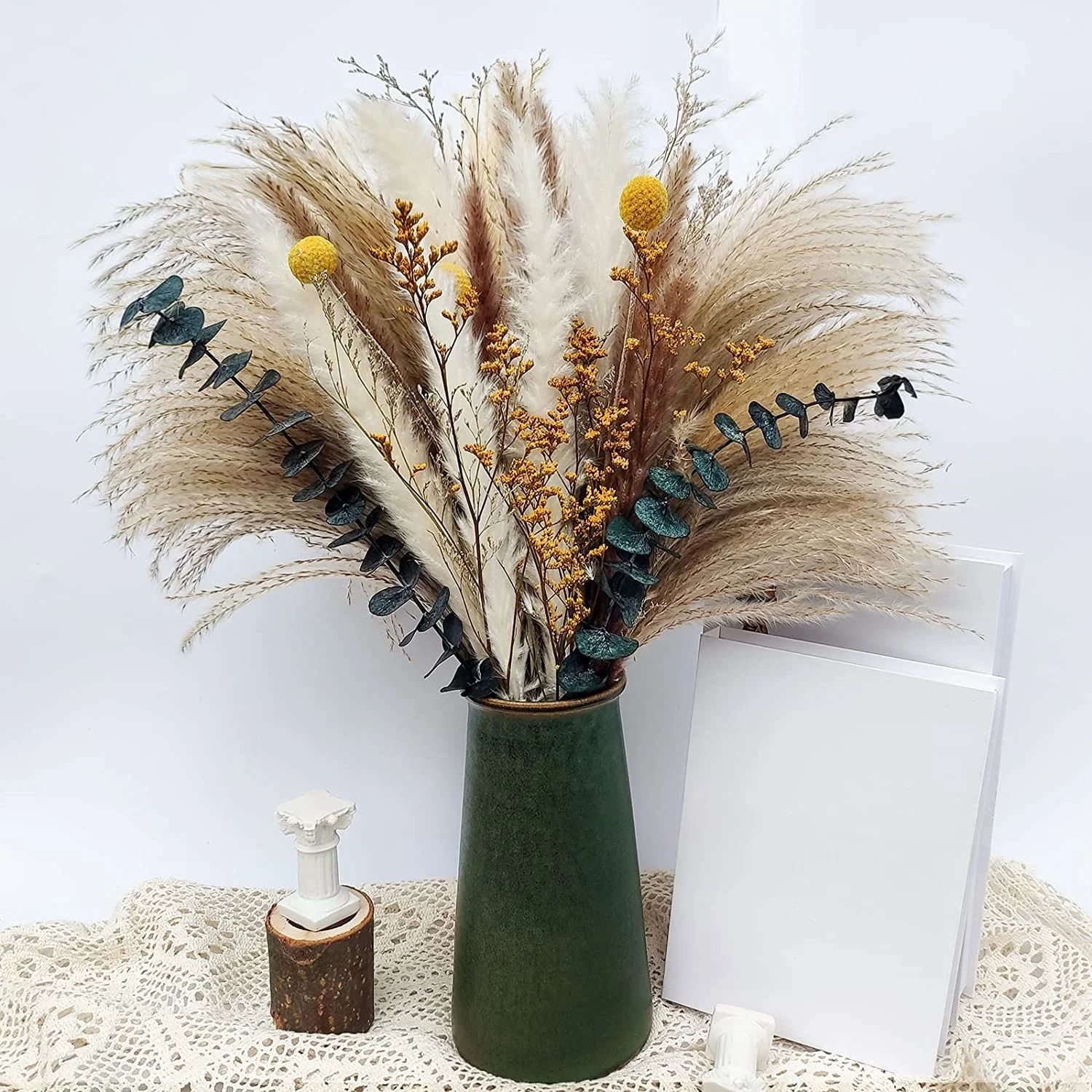 60 Piece Natural Reed Dried Flower Bouquet Set Bohemian Style Garden Table Home Decor Suitable for Garden Birthday Arrangement