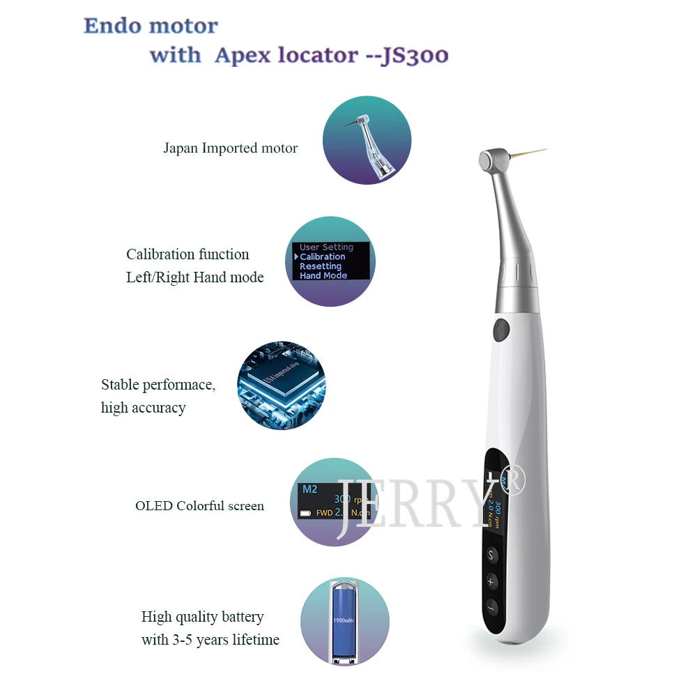 Jerry medical wireless d ental endo motor with 10 memory model & d ental files system d ental endodontic motor without apex loca