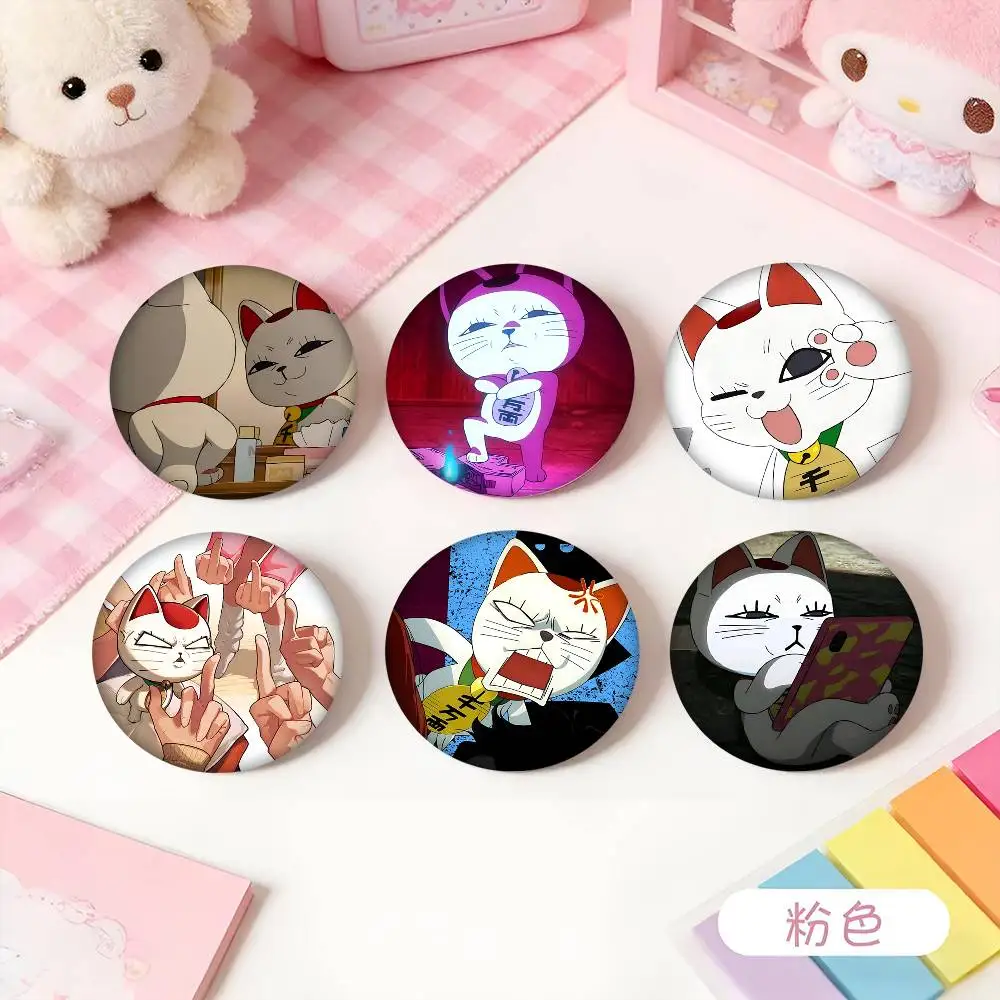 1pc Funny Cartoon Cat Turbo Momo Aira Cartoon Style Badge Brooches On Backpack Decoration Round Enamel Pins For Accessorys