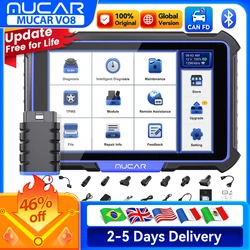 Gobal Version MUCAR VO8 Professional OBD2 Diagnostic Tool Full System Diagnosis ECU Coding Bi-direcional 34 Resets lifetime Free