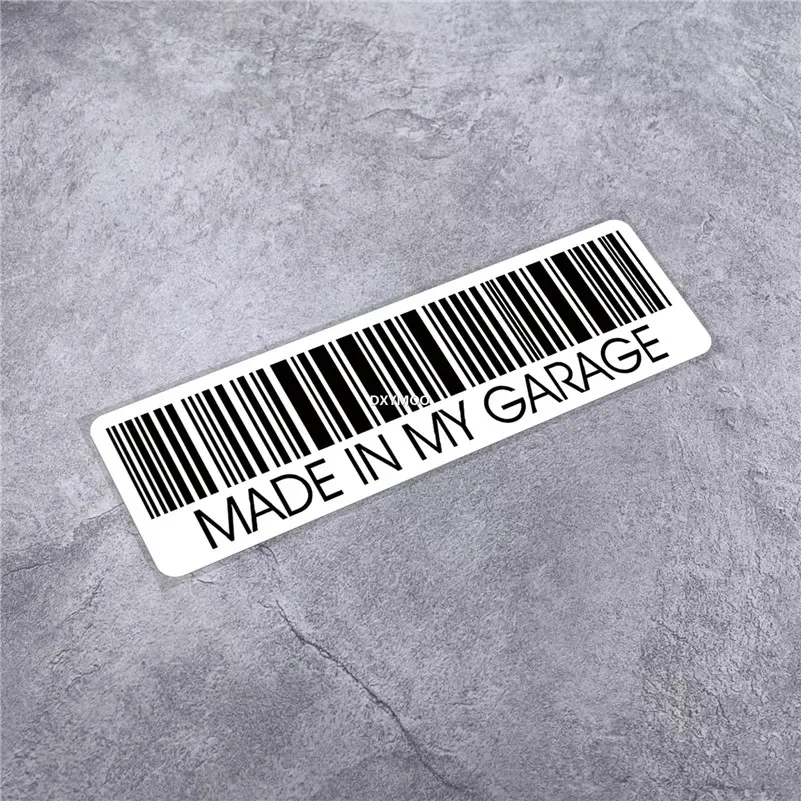 Bar Code MADE IN MY GARAGEA Funny Stickers Car Vinyl Tape for Auto Triangle Window Body Decals