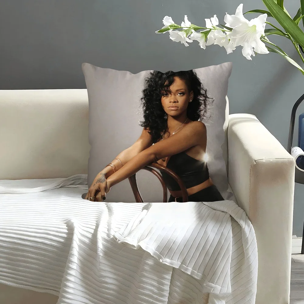 Singer R-Rihanna Pillow Case  Cartoon Sofa Decorative Home Double-sided Printing Short Plush Cute Cushion Cover