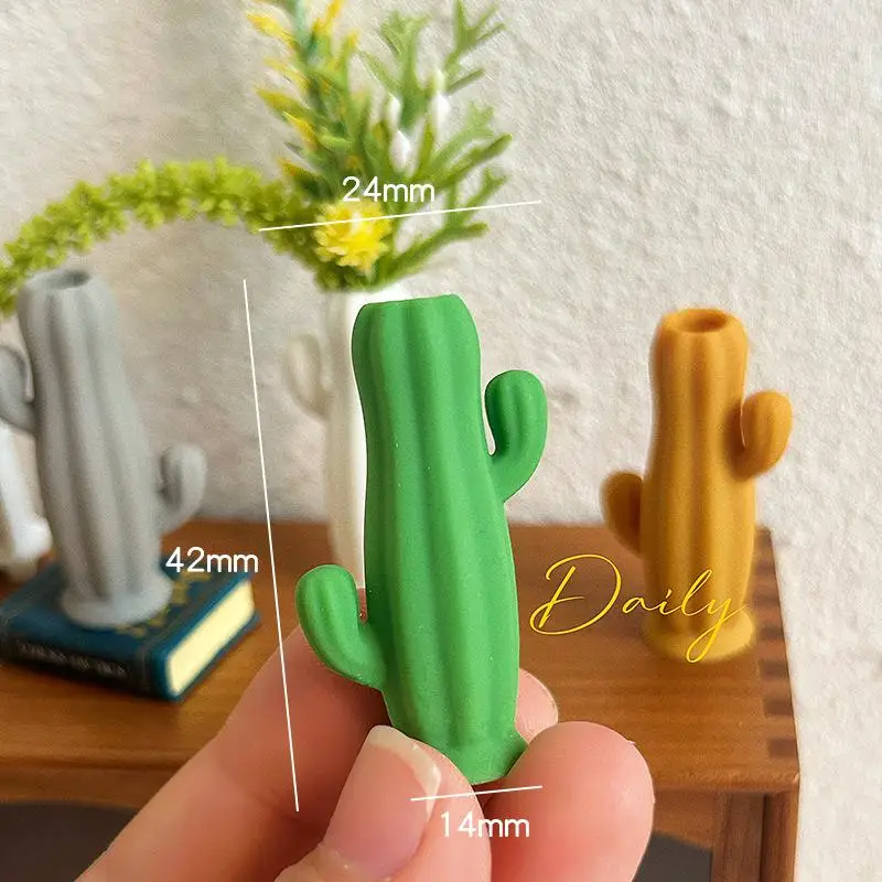 Vaso em miniatura para casa de bonecas, modelo em forma de cacto para casa de boneca, sala de estar, móveis de mesa, decoração, mini acessórios de cena, 1 peça