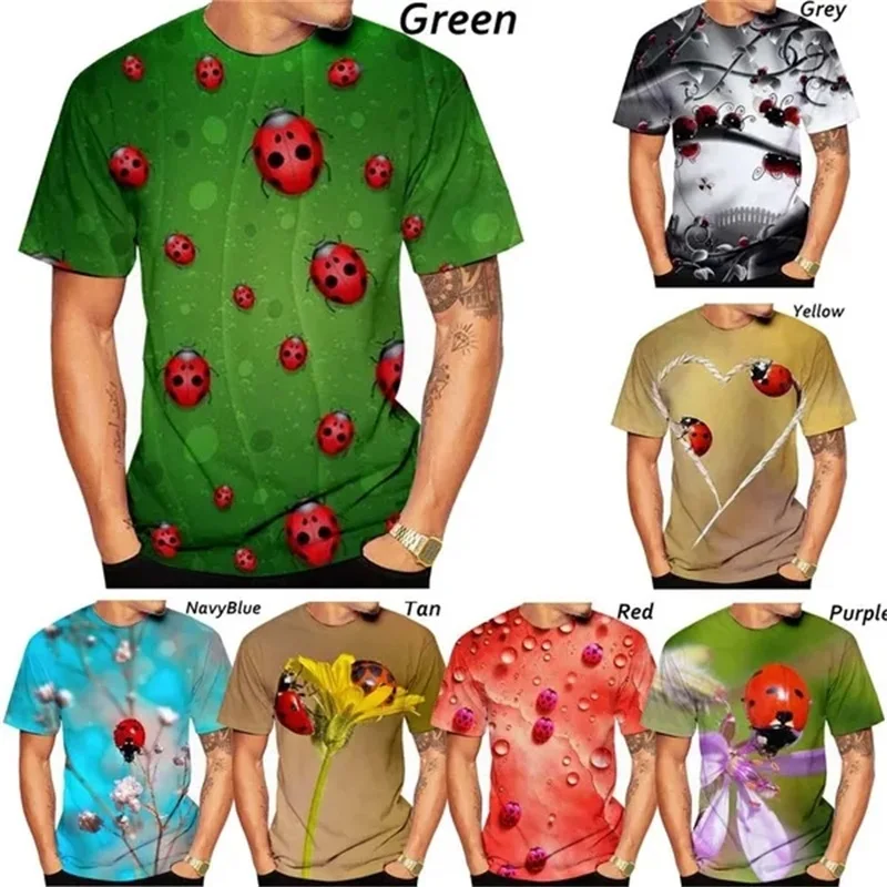 3d Print Ladybug Pattern T Shirt For Men Funny Insect Tee Top Casual Short Sleeve Oversized Kids Tshirts Men Clothes Streetwear