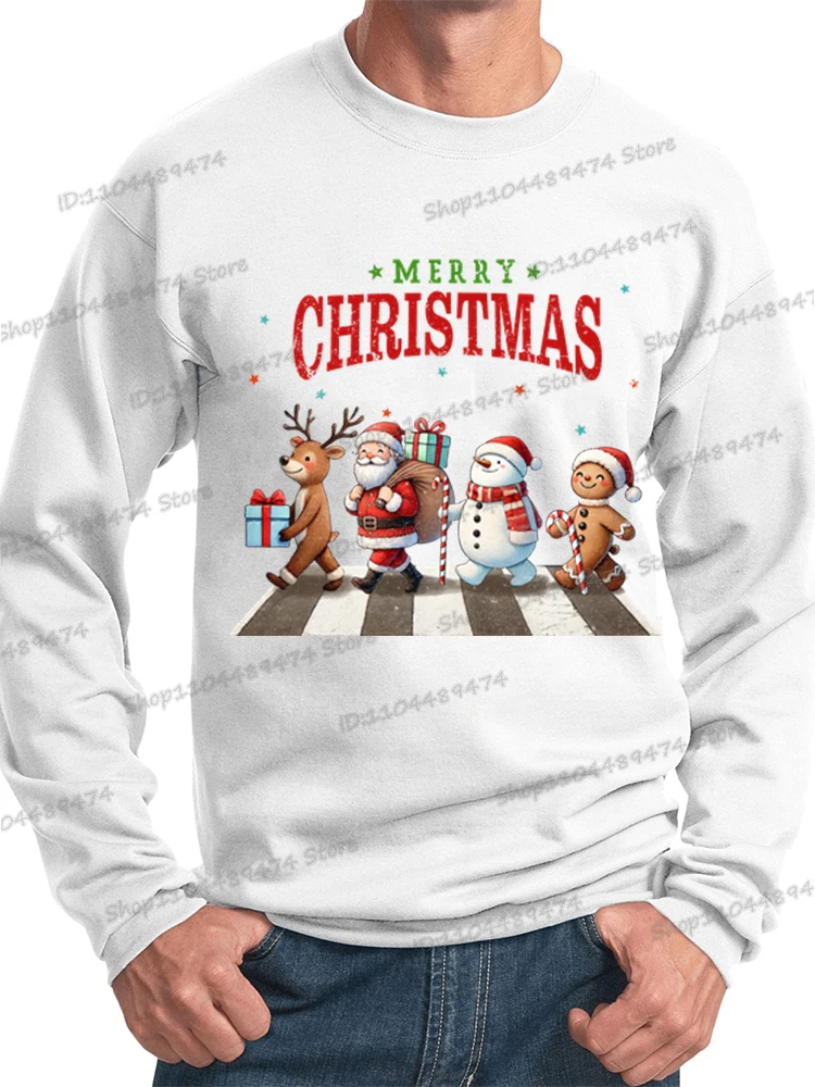سانتا كلوز وطريق الرنة عيد ميلاد سعيد رجالي بلوزات مضحكة بلايز الخريف الشتاء ملابس رياضية للذكور الإناث الشارع الشهير