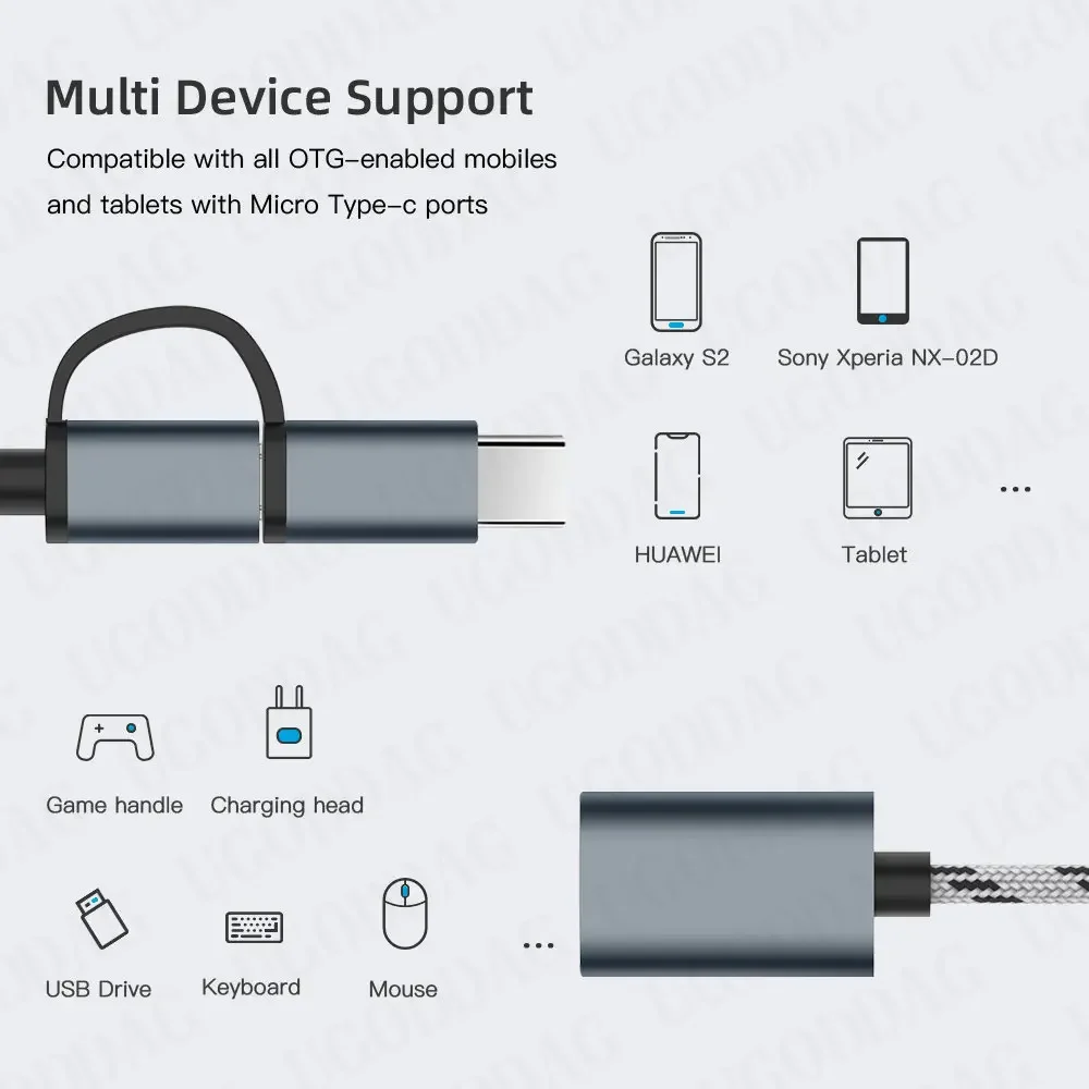 2-in-1 USB 3.0 OTG-kabel Type C Micro USB naar USB3.0-adapter USB-C dataoverdrachtkabel voor Samsung Xiaomi Huawei Type-C telefoon