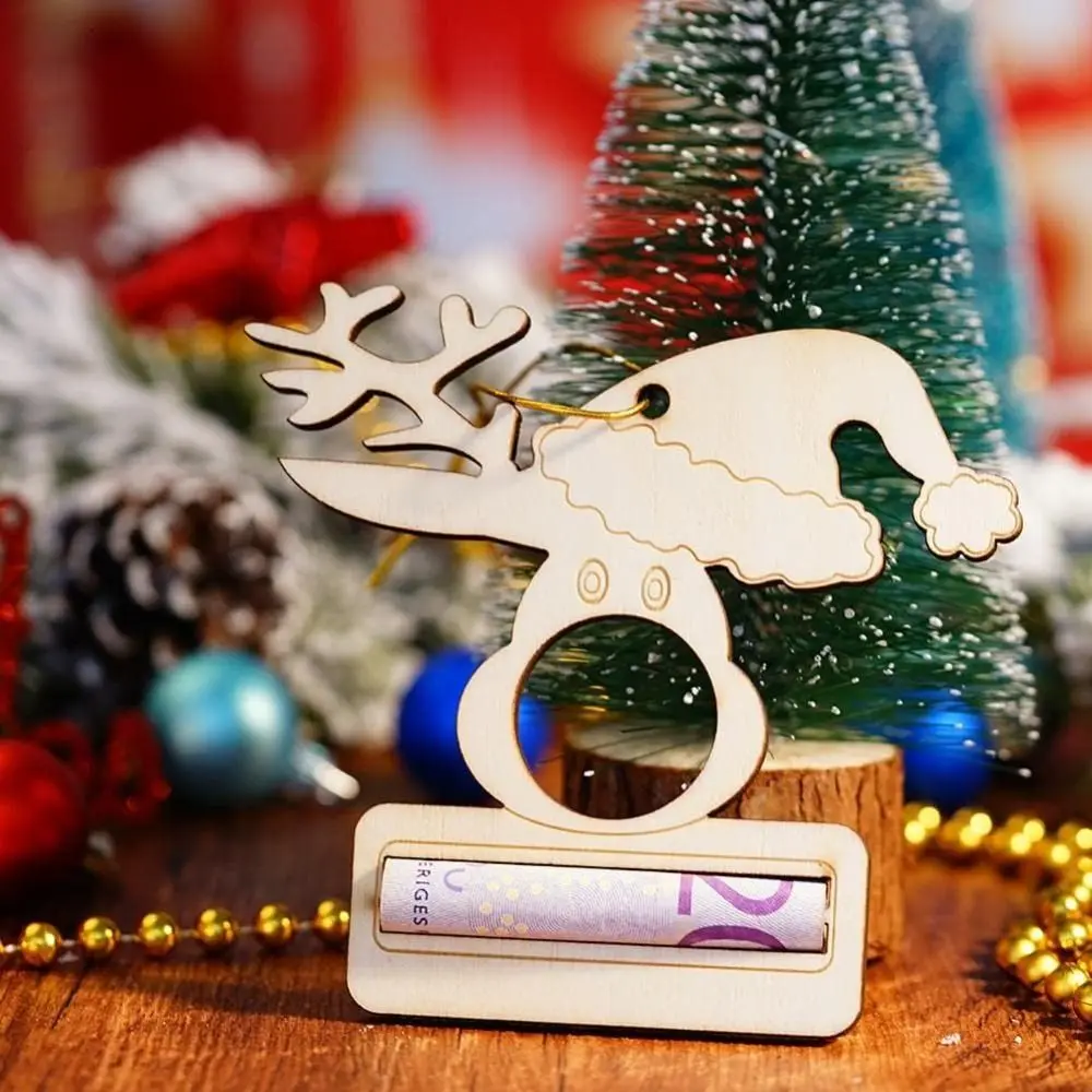 Portamonete unico di natale creativo portamonete al cioccolato cappello di babbo natale in legno alce Card Hanging Christmas Tree Ornament