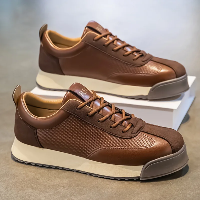 Mens Unique Skate Shoes Platform Comfort Black Casual Sneakers All-Match Thick Sole Design for Urban Street Style Versatile Wear