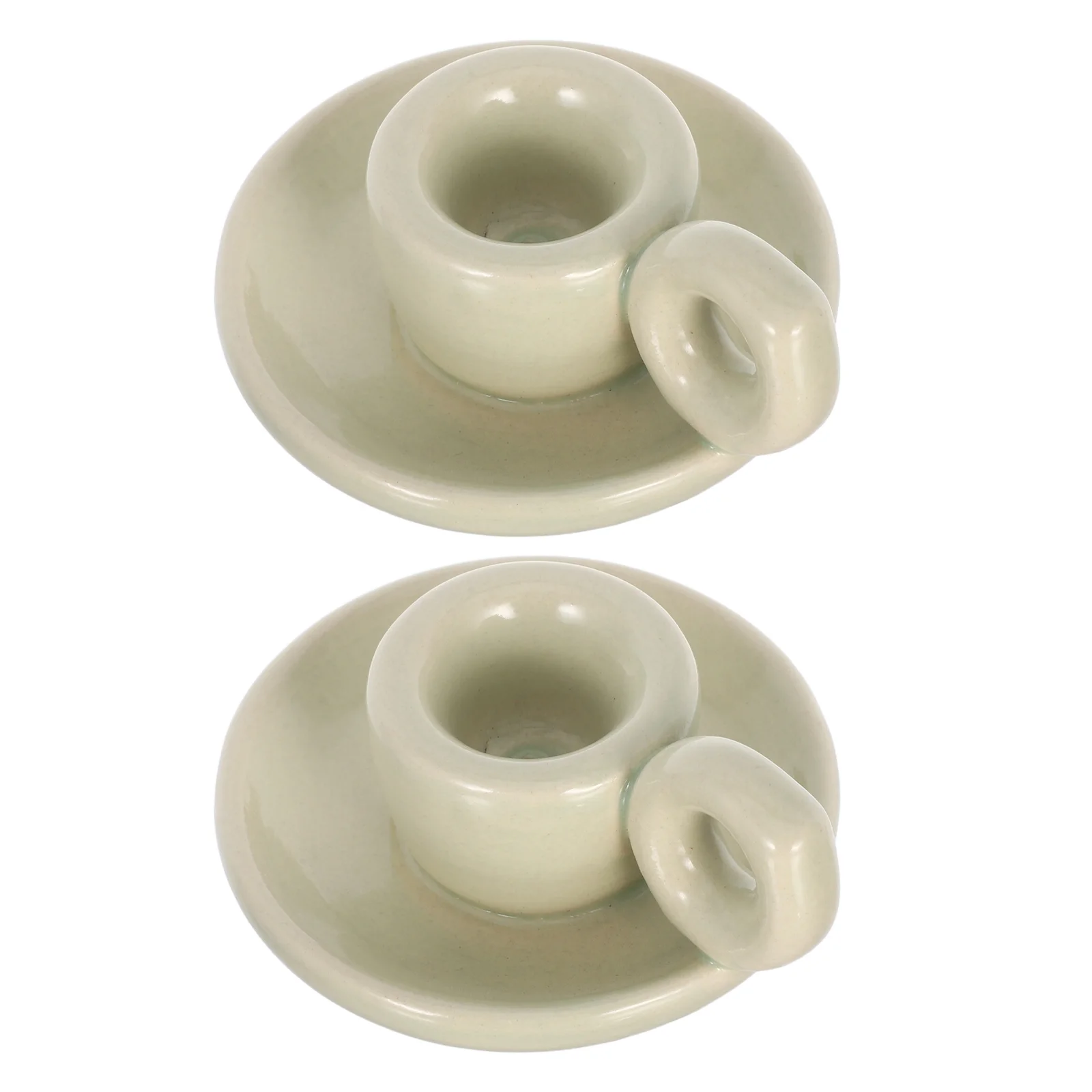 

2Pcs Nordic Ceramic Holders Smooth Finish Taper Candlestick Stand Wedding Dining Party Decorative Candlelight