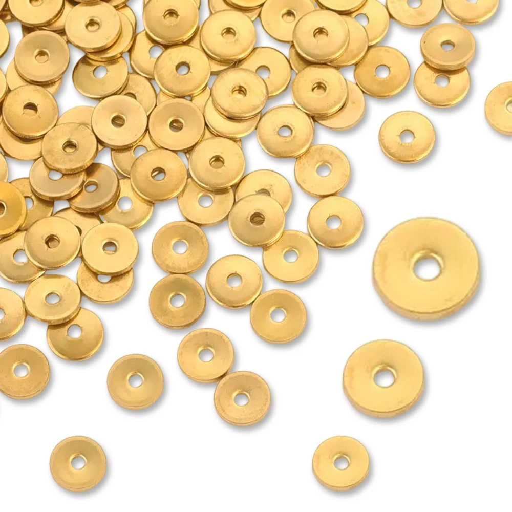 50 Stück flache Abstandshalter aus Edelstahl, Perlenzubehör, PVD-vergoldet, lose Perlen, DIY-Armband, Halskette, Schmuckzubehör
