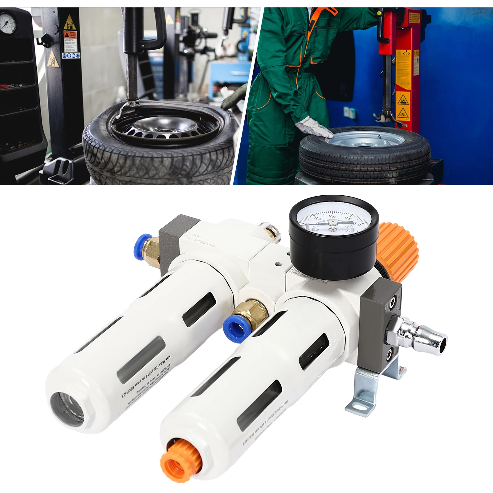 

Tire Changer Machine w/Pressure Gauge Regulator Trap Filter Tire Changer Air Pressor Oil Water Regulator Separator