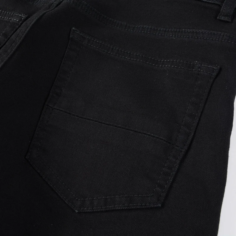 Y2K مصمم الشارع موضة جديدة الرجال الجينز الحنين غسلها مطاطا سليم صالح الأبيض التصحيح الأسود الجينز الهيب هوب العلامة التجارية الرجال السراويل #4