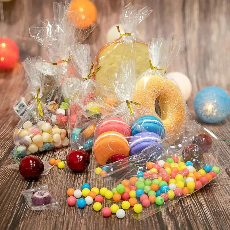 50–100 Stück transparente Zellophanbeutel, durchsichtige OPP-Plastiktüten, Süßigkeiten, Lutscher, Cooki, Geschenke, Verpackungsbeutel,