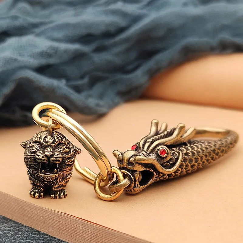 New 1pc Metal Brass Tiger DIY Hangings Jewelry Accessories Animal Figurines Home Decor