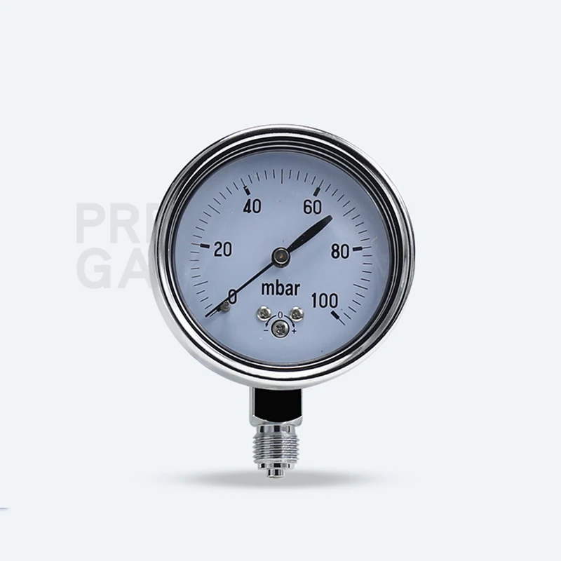 mbar gauge 50mbar 60mbar 100mbar adjustable gas pressure gauge manometer Calibratable mbar pressure meter