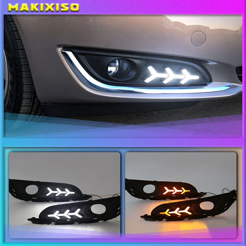 

1 Pair LED DRL Daytime Running Lights Daylight With Turn Signal and Night Blue Lamp For Buick Opel Regal Insignia 2013 2014 2015