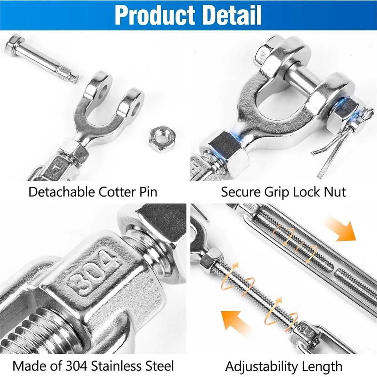 4 PCS M6 Turnbuckle 1/4