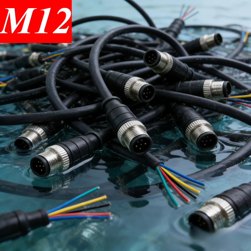 Cable de Conexión M12 Tipo A de 4/5/8/12/17 Pines, Impermeable IP67, Cable de Sensor con Código A, Cable de Alimentación IO, Conector de Aviación Macho y Hembra con Cable