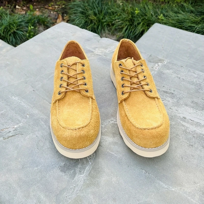 Handmade Goodyear Vintage British Men Cow Suede Leather Shoes Ankle Boots Business Work Shoes Spring Summer Tooling Boots