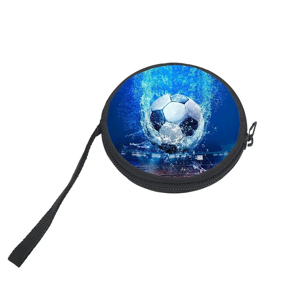 Soccer Print Rotundity Coin Purse Kid Boys Girls Headphone Storage Case Key Box Fashion Change Purses Mini Wallets