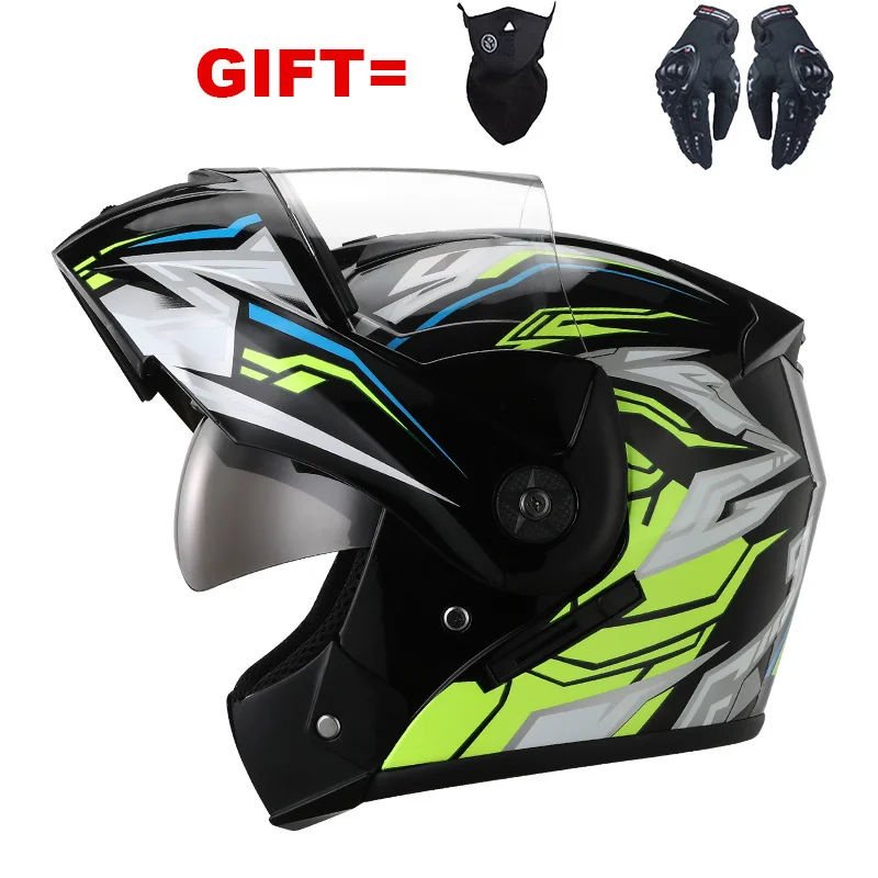 

Free Shipping DOT Flip Up Motorcycle Helmet Double Visors Racing Modular Dual Lens Full Face Motocross Helmets Casco Capacete