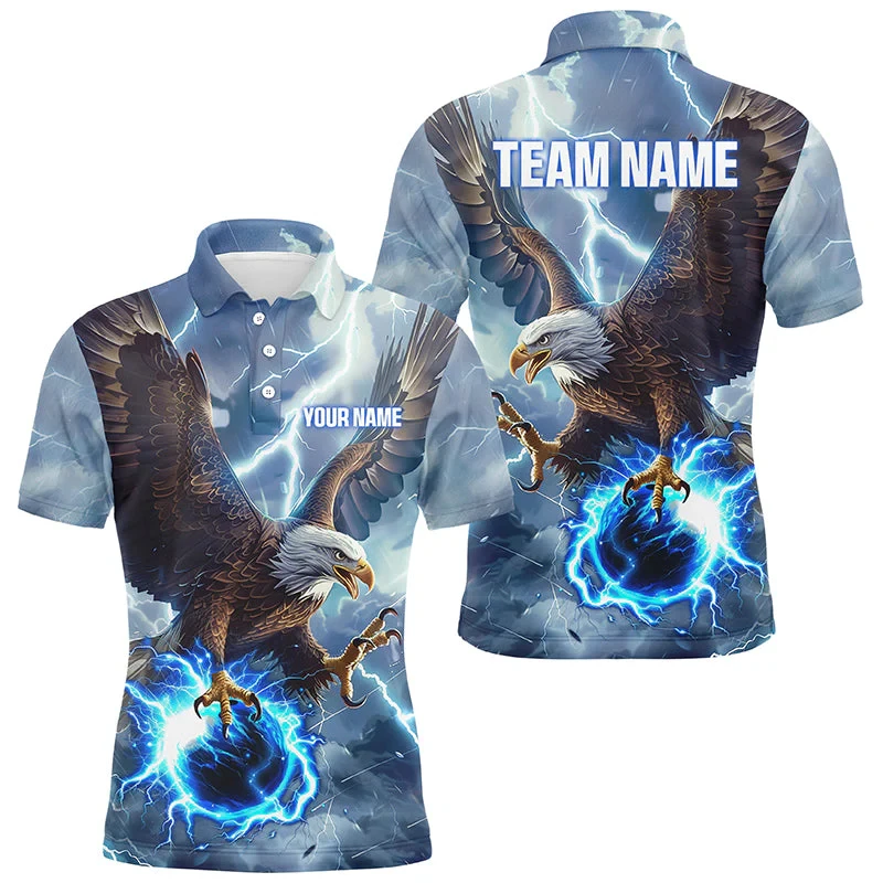 Cool Eagle Graphic Bowling Custom Polo Shirts For Men Team Clothing Customized Name Number Polos Shirt Sport Casual Game Top