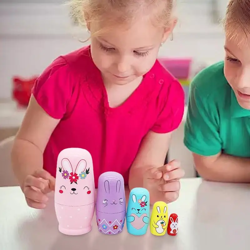

Wood Nesting Dolls Russian Nesting Toys Wood Educational Stacking Playsets For Boys Girls Cartoon Home Decoration Ornament