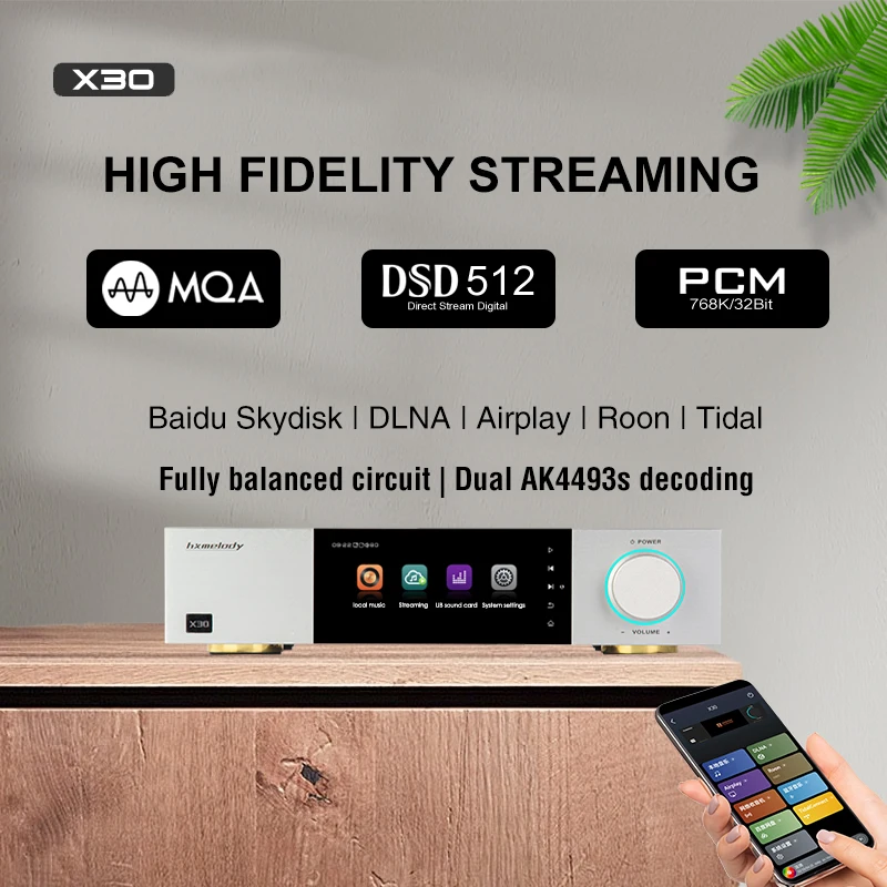 

Vovofox Music Player X30 HiFi Lossless Streaming Media Touch Screen WiFi6 Support Tidal DLNA ROON Internet Radio APP Control
