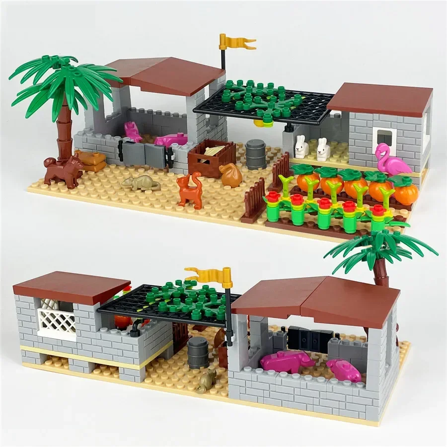 MOC сельскохозяйственные животные, растения, сцена, строительные блоки, совместимые классические кирпичи, аксессуары, креативный эксперт, сборная модель, детские игрушки