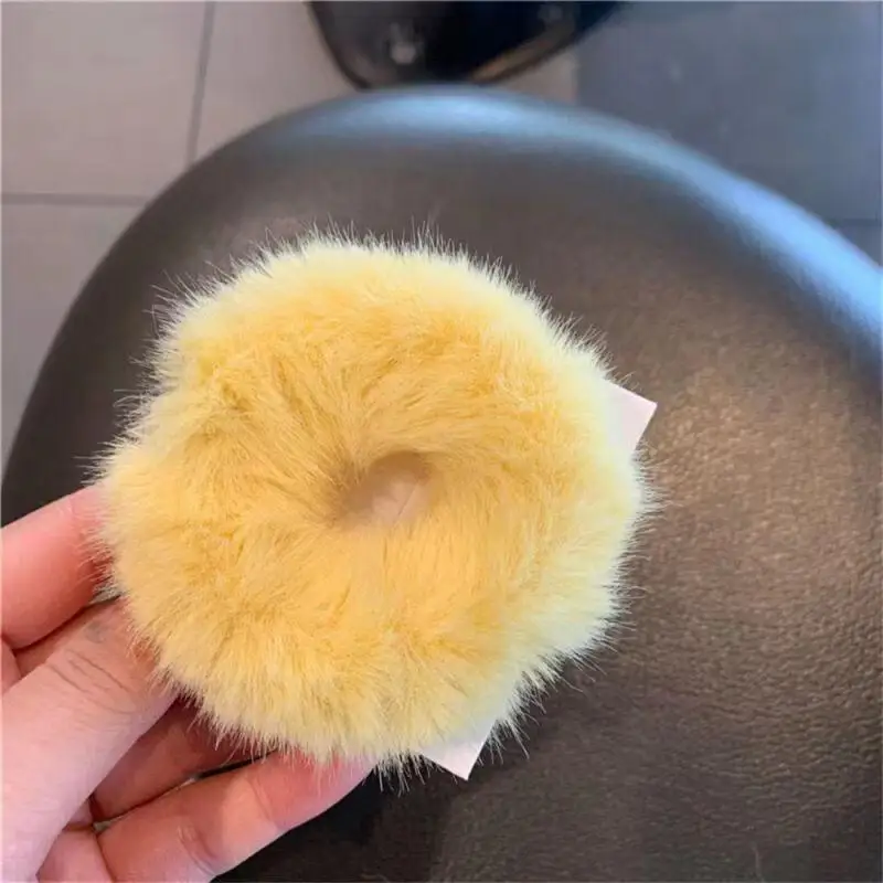 Autumn And Winter Simple Plush Hair Ring Imitation Mink Hair Rubber Tendon Tie Head Celebrity Hair Candy Color Hair Rope