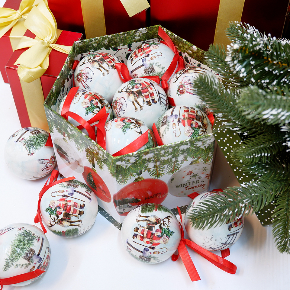  14PCS Christmas Tree Decor Ball Baubles Ornament  Xmas Tree Toys Hanging Ball Snowmen Home Party Ornament New Year Gifts 