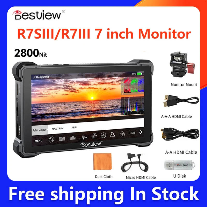 

Desview Bestview R7III/R7SIII Camera Field Monitor 7" 2800nits Touch Screen FHD IPS 4K HDMI-compatible 3G-SDI Input/Loopout