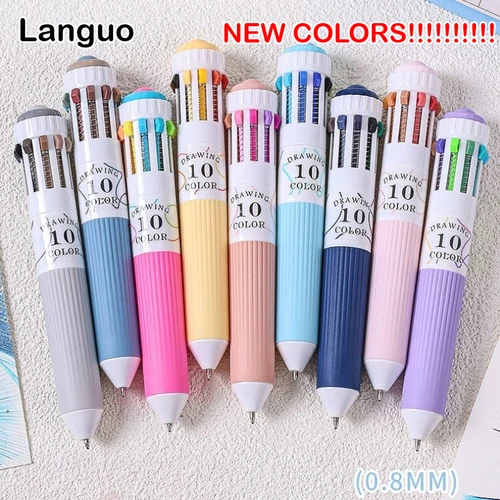 LANGUO 58/10 colores dibujo artístico bolígrafo Multicolor agarre suave prensa colorido multifuncional 0,8mm rotulador papelería