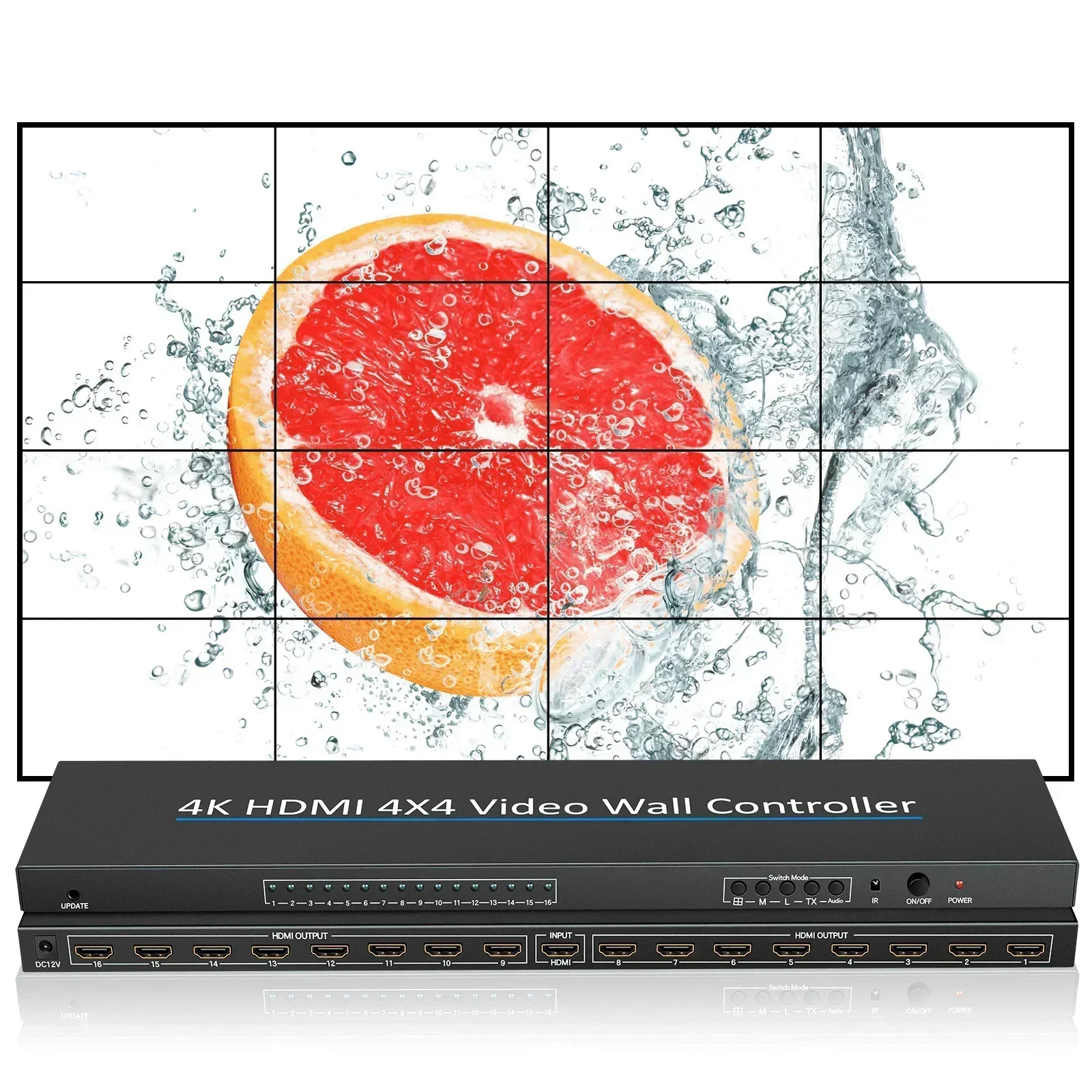 4K 4x4 Video Wall Splicer 16 TV Wall Processor 2 3 4 6 8 9 10 12 14 15 16 Video Wall Controller 2x2 3x3 3x4 Multi Screen Splicer