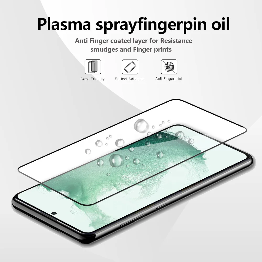 10pcs Anti-Fingerprint For Samsung Galaxy S23 S24 Ultra Clear Tempered Glass Screen Protector S22 Plus S21 S21+Plus Black Edges