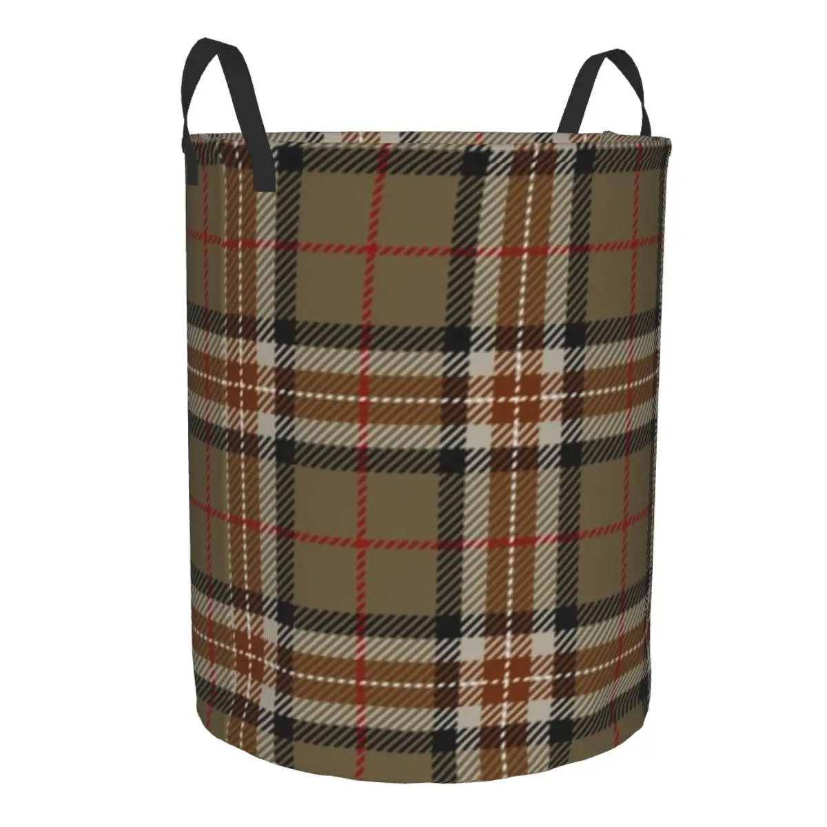 Folding Laundry Basket Scottish Tartan Geometrical Culture Folk Round Storage Bin Collapsible Hamper Clothes Bucket Organizer