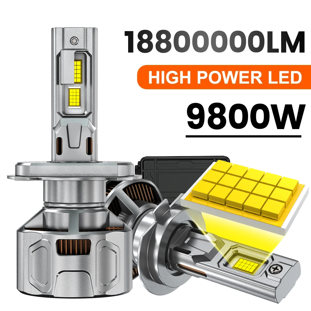 

18800000LM H4 Canbus LED Headlight Bulbs 9800W H7 H11 H1 9005 HB3 9006 HB4 Turbo Auto Headlamps 12V 24V Car Lights