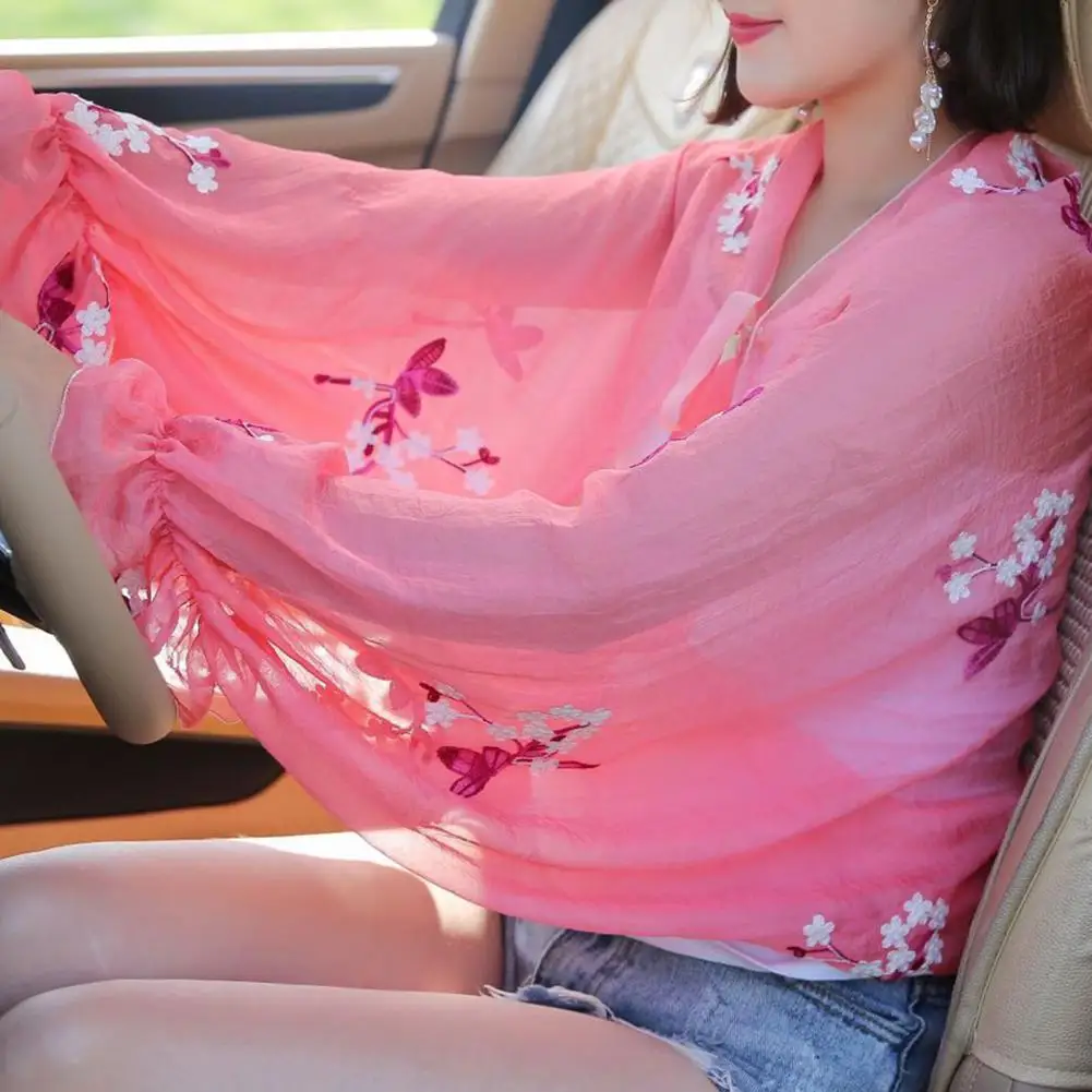 

Women Swimwear Cover Up Beach Shawl Women Cover-Ups Floral Pattern Sun Protection Ladies Embroidery Flower Coat Beachwear