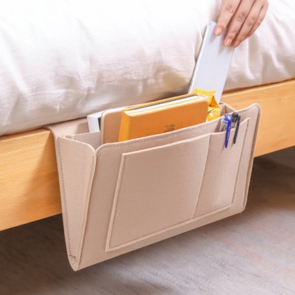 

Nonwoven Bedside Organizer Hanging Storage Bag Dorm Bedside Pocket Shelf Remote Control Holder Sofa Armrest Storage