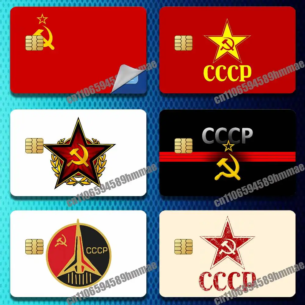 

For Retro Cosmonaut Mission Red CCCP USSR Country Russian Flag Paper Sticker Skin Credit Bank Bus Meal Self-adhesive Card Cover